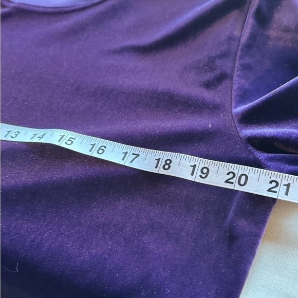 NWB Casuals Purple Velvet Velour Top XL Short Sleeve Stretchy Blouse - Picture 4 of 5